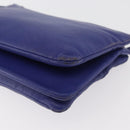 CELINE Trio Shoulder Bag Leather Blue Gold Auth 177022-14