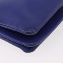CELINE Trio Shoulder Bag Leather Blue Gold Auth 177022-15