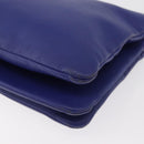 CELINE Trio Shoulder Bag Leather Blue Gold Auth 177022-16