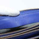 CELINE Trio Shoulder Bag Leather Blue Gold Auth 177022-18