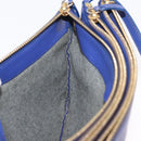 CELINE Trio Shoulder Bag Leather Blue Gold Auth 177022-19