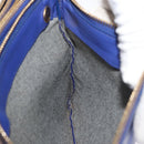 CELINE Trio Shoulder Bag Leather Blue Gold Auth 177022-20