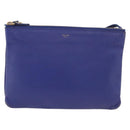 CELINE Trio Shoulder Bag Leather Blue Gold Auth 177022-13