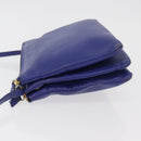 CELINE Trio Shoulder Bag Leather Blue Gold Auth 177022-4