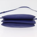 CELINE Trio Shoulder Bag Leather Blue Gold Auth 177022-5