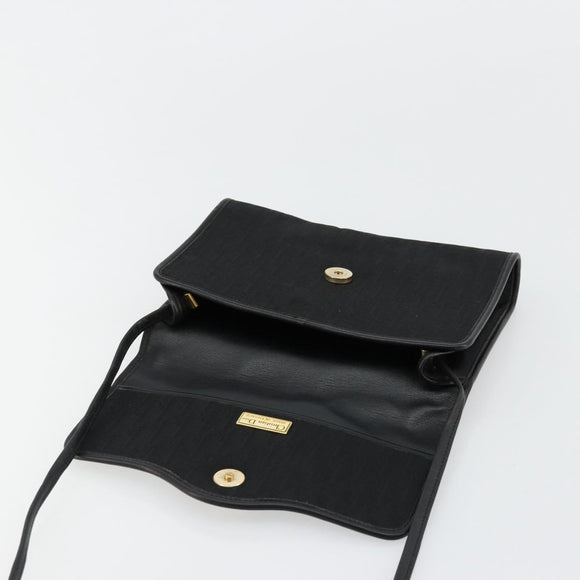 Christian Dior Trotter Canvas Shoulder Bag Black Gold Auth 177024A
