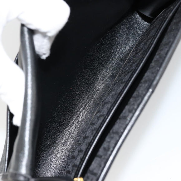 Christian Dior Trotter Canvas Shoulder Bag Black Gold Auth 177024A