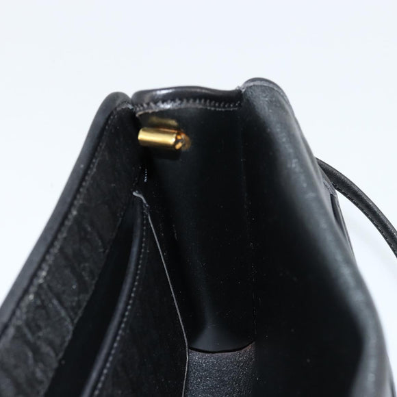 Christian Dior Trotter Canvas Shoulder Bag Black Gold Auth 177024A