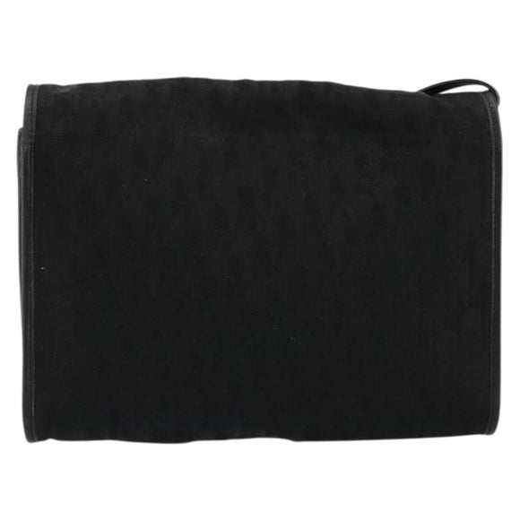 Christian Dior Trotter Canvas Shoulder Bag Black Gold Auth 177024A