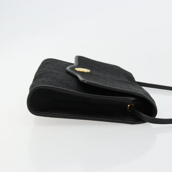 Christian Dior Trotter Canvas Shoulder Bag Black Gold Auth 177024A
