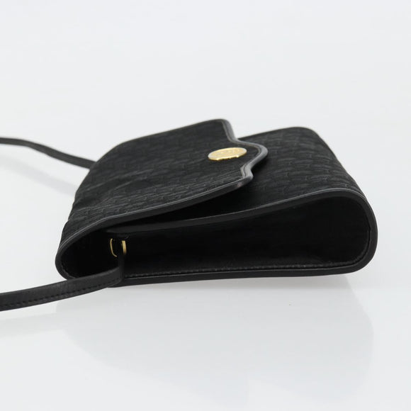 Christian Dior Trotter Canvas Shoulder Bag Black Gold Auth 177024A