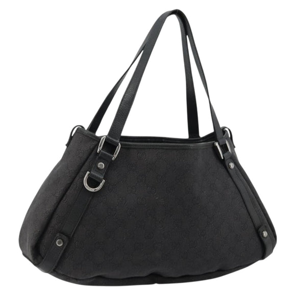 GUCCI GG Canvas Abbey Tote Bag Black Silver 293578 Auth 177025A