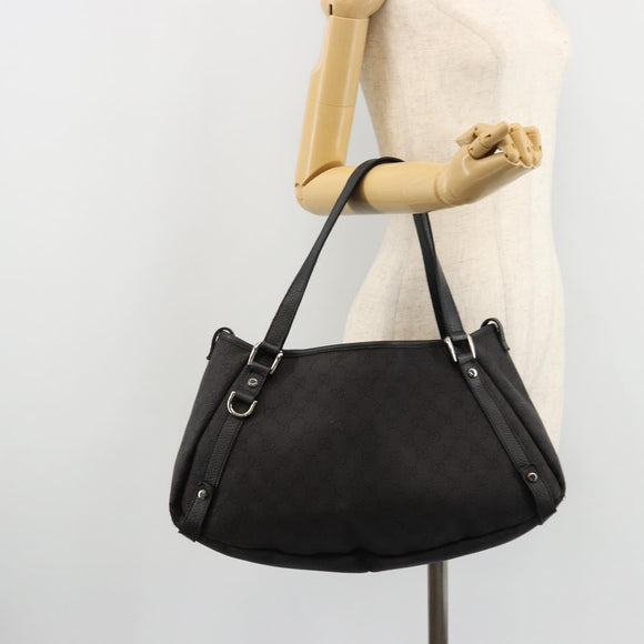 GUCCI GG Canvas Abbey Tote Bag Black Silver 293578 Auth 177025A