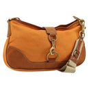 Miu Miu Shoulder Bag Canvas Orange Gold Auth 177028A-1