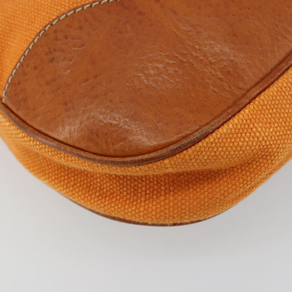 Miu Miu Shoulder Bag Canvas Orange Gold Auth 177028A