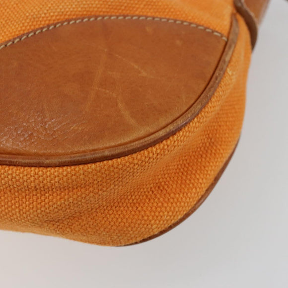 Miu Miu Shoulder Bag Canvas Orange Gold Auth 177028A