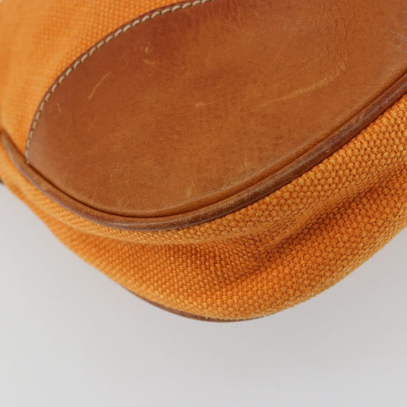 Miu Miu Shoulder Bag Canvas Orange Gold Auth 177028A