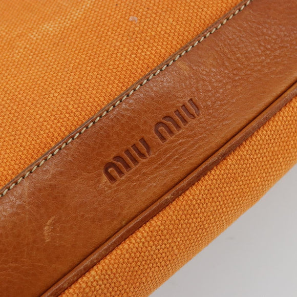Miu Miu Shoulder Bag Canvas Orange Gold Auth 177028A