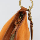 Miu Miu Shoulder Bag Canvas Orange Gold Auth 177028A-19