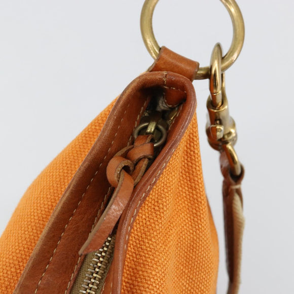 Miu Miu Shoulder Bag Canvas Orange Gold Auth 177028A