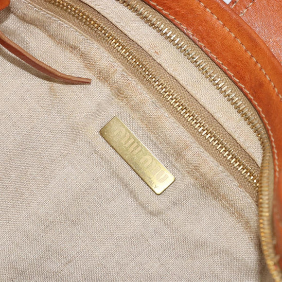 Miu Miu Shoulder Bag Canvas Orange Gold Auth 177028A
