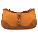 Miu Miu Shoulder Bag Canvas Orange Gold Auth 177028A-13
