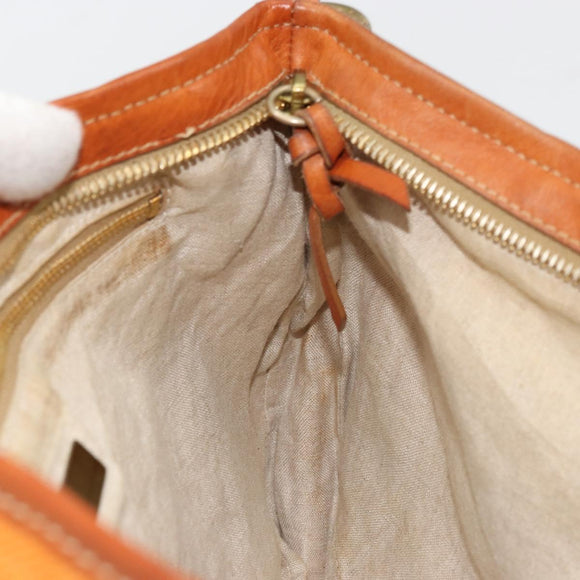 Miu Miu Shoulder Bag Canvas Orange Gold Auth 177028A