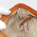 Miu Miu Shoulder Bag Canvas Orange Gold Auth 177028A-22