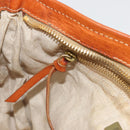 Miu Miu Shoulder Bag Canvas Orange Gold Auth 177028A-23