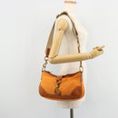 Miu Miu Shoulder Bag Canvas Orange Gold Auth 177028A-25
