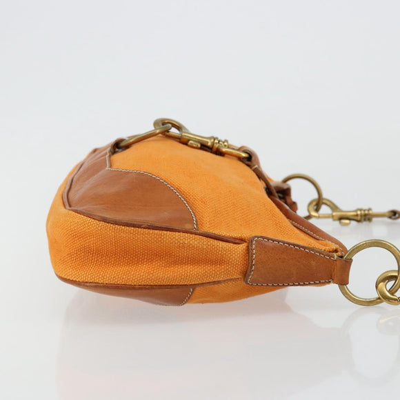 Miu Miu Shoulder Bag Canvas Orange Gold Auth 177028A