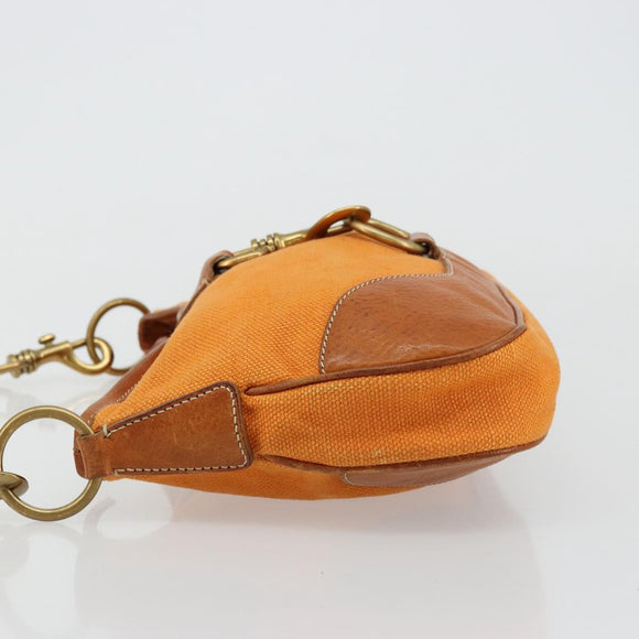 Miu Miu Shoulder Bag Canvas Orange Gold Auth 177028A