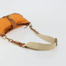 Miu Miu Shoulder Bag Canvas Orange Gold Auth 177028A-7