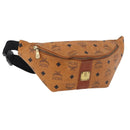 MCM Vicetos Logogram Body Bag PVC Brown Gold Auth 177029-1