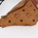 MCM Vicetos Logogram Body Bag PVC Brown Gold Auth 177029-14