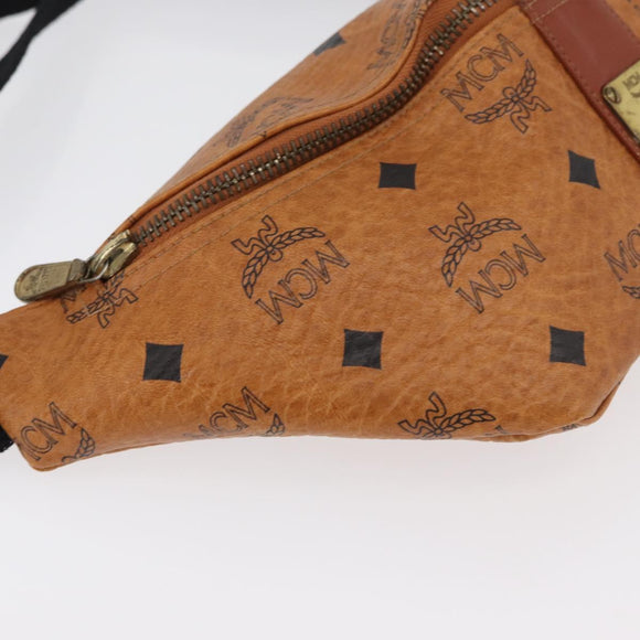 MCM Vicetos Logogram Body Bag PVC Brown Gold Auth 177029