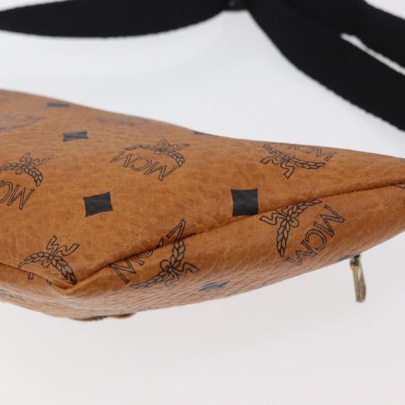 MCM Vicetos Logogram Body Bag PVC Brown Gold Auth 177029