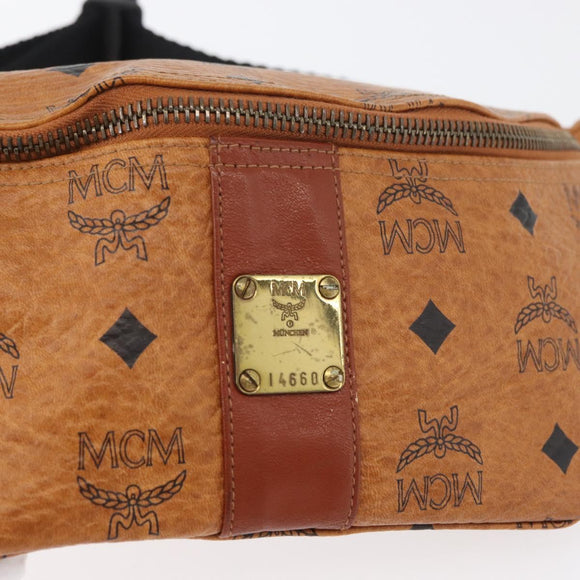 MCM Vicetos Logogram Body Bag PVC Brown Gold Auth 177029