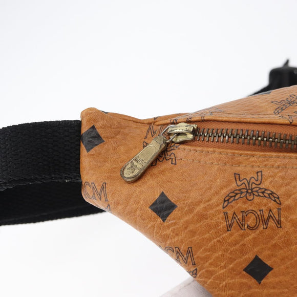 MCM Vicetos Logogram Body Bag PVC Brown Gold Auth 177029