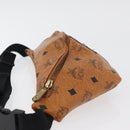 MCM Vicetos Logogram Body Bag PVC Brown Gold Auth 177029-4