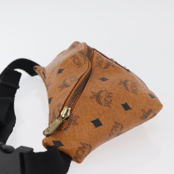 MCM Vicetos Logogram Body Bag PVC Brown Gold Auth 177029
