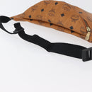 MCM Vicetos Logogram Body Bag PVC Brown Gold Auth 177029-7