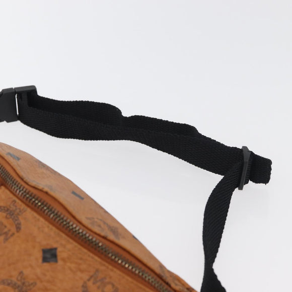 MCM Vicetos Logogram Body Bag PVC Brown Gold Auth 177029