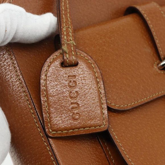 GUCCI Hand Bag Leather 2way Brown Silver 000 2058 0308 5 Auth 177030
