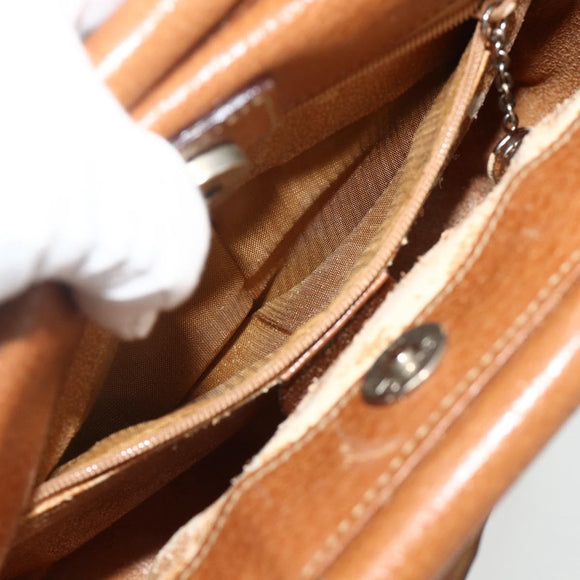 GUCCI Hand Bag Leather 2way Brown Silver 000 2058 0308 5 Auth 177030