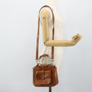 GUCCI Hand Bag Leather 2way Brown Silver 000 2058 0308 5 Auth 177030-25