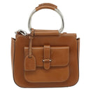 GUCCI Hand Bag Leather 2way Brown Silver 000 2058 0308 5 Auth 177030-13