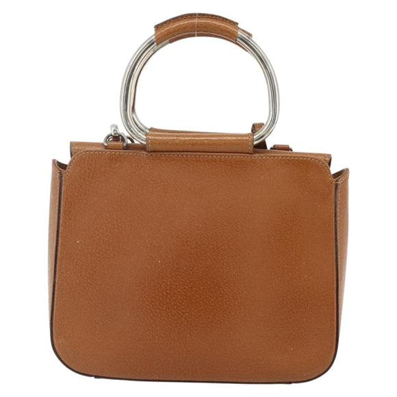 GUCCI Hand Bag Leather 2way Brown Silver 000 2058 0308 5 Auth 177030