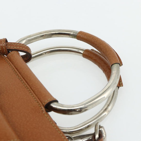 GUCCI Hand Bag Leather 2way Brown Silver 000 2058 0308 5 Auth 177030