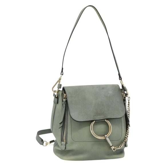 Chloe Fay Backpack Suede Leather 2way Gold Light green Auth 177032